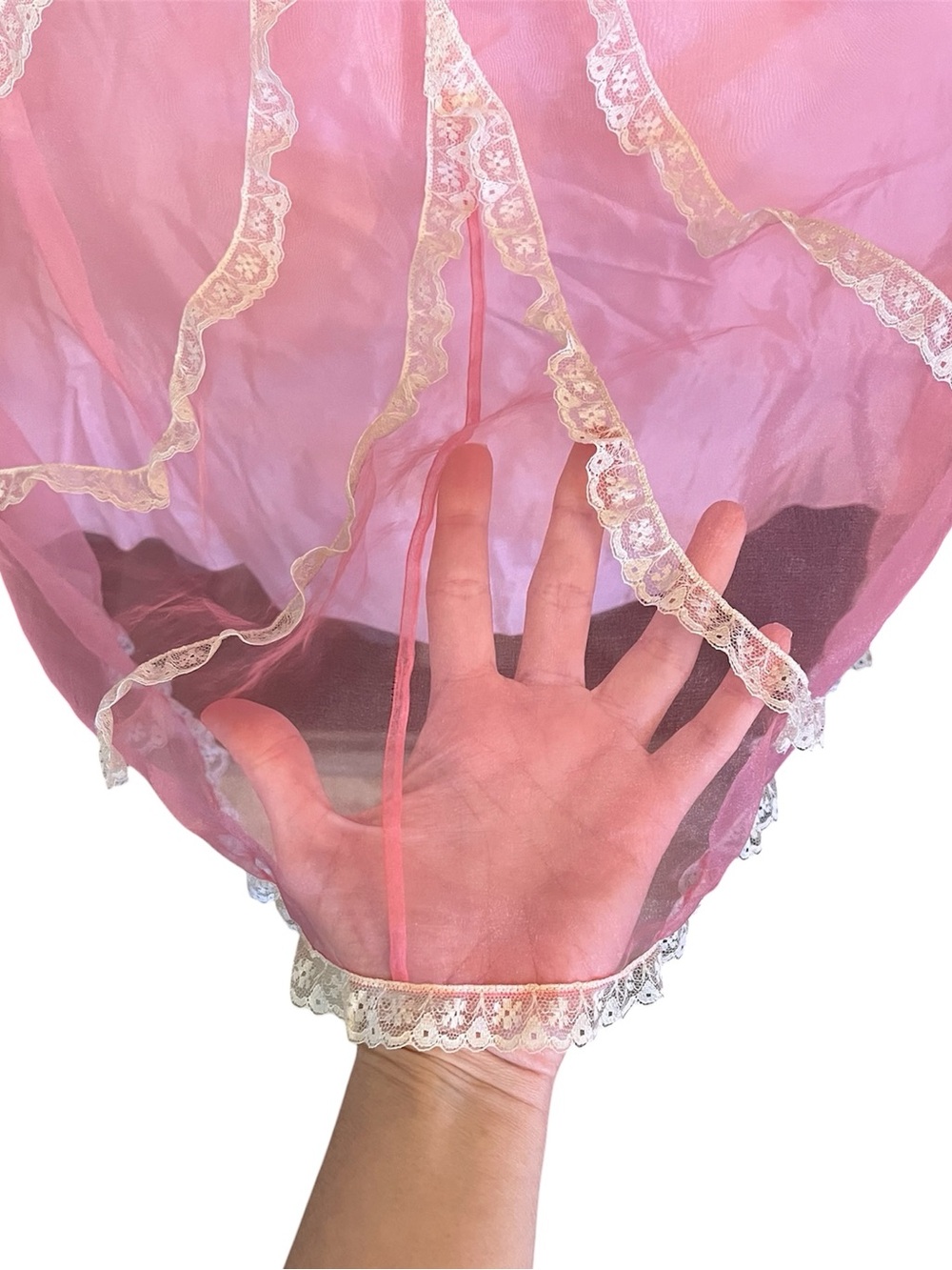 Vintage Y2K Betsey Johnson Evening Pink Sheer Mesh Lace Cupcake Tea Party Dress - Picture 5 of 14